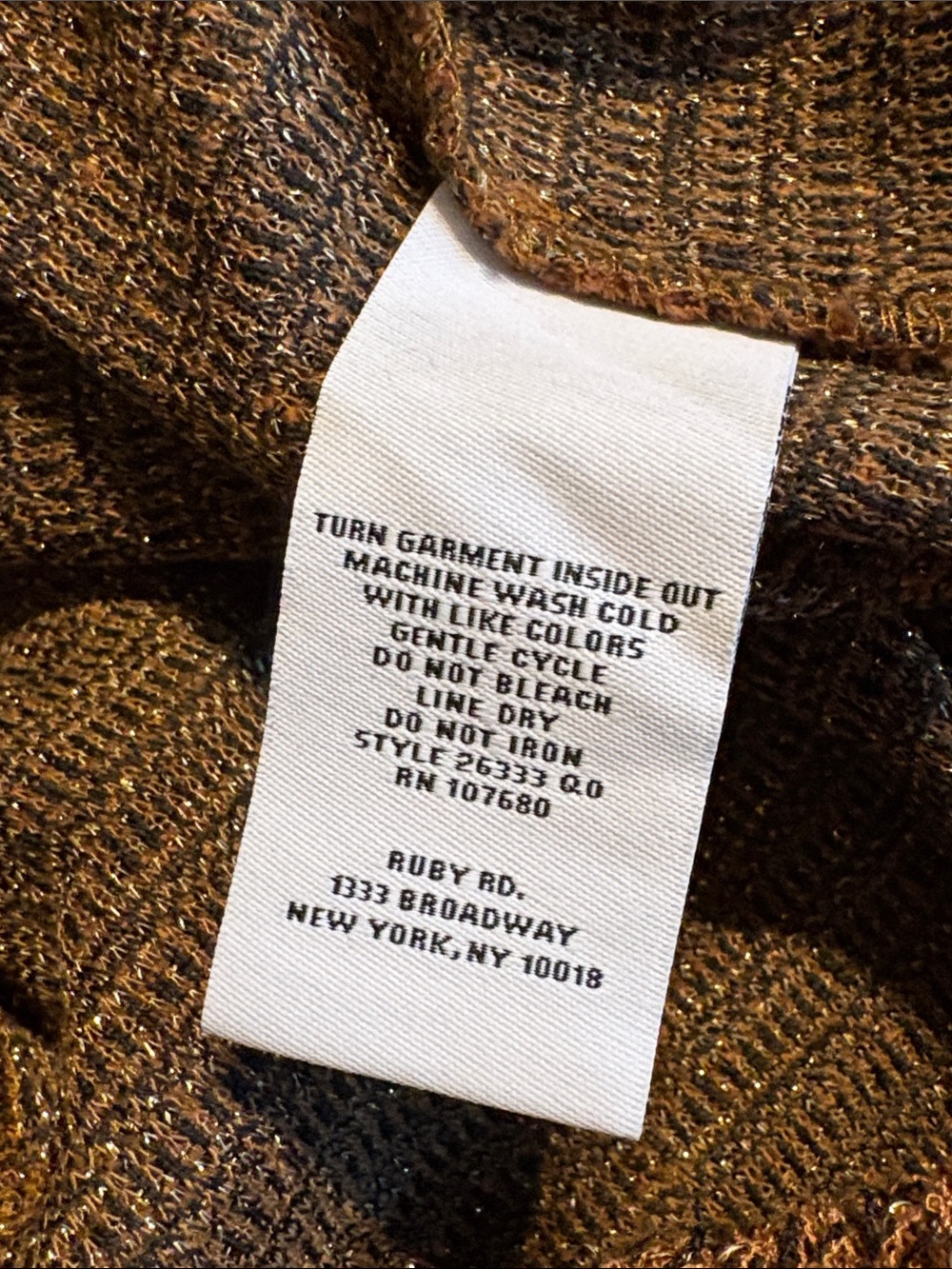 Ruby Rd. Open-Front Tweed Bouclé Jacket Rust Brown & Black Gold Thread MP - Picture 7 of 10